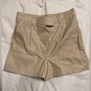 Steve Madden Cream faux Leather High-Waist Bermuda Shorts